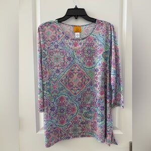 Ruby Rd. Women’s Size Medium lightweight shear colorful boho blouse